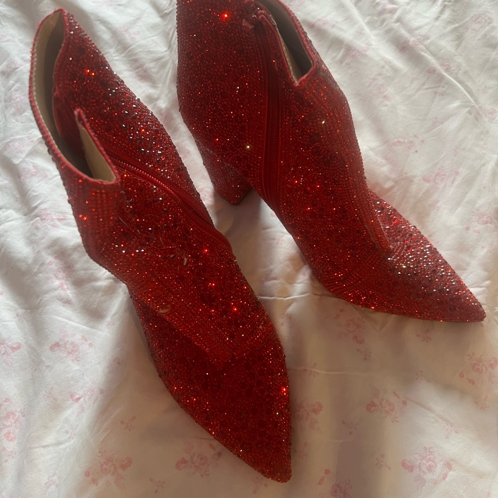Betsey Johnson Sparkling Red Heeled Boots